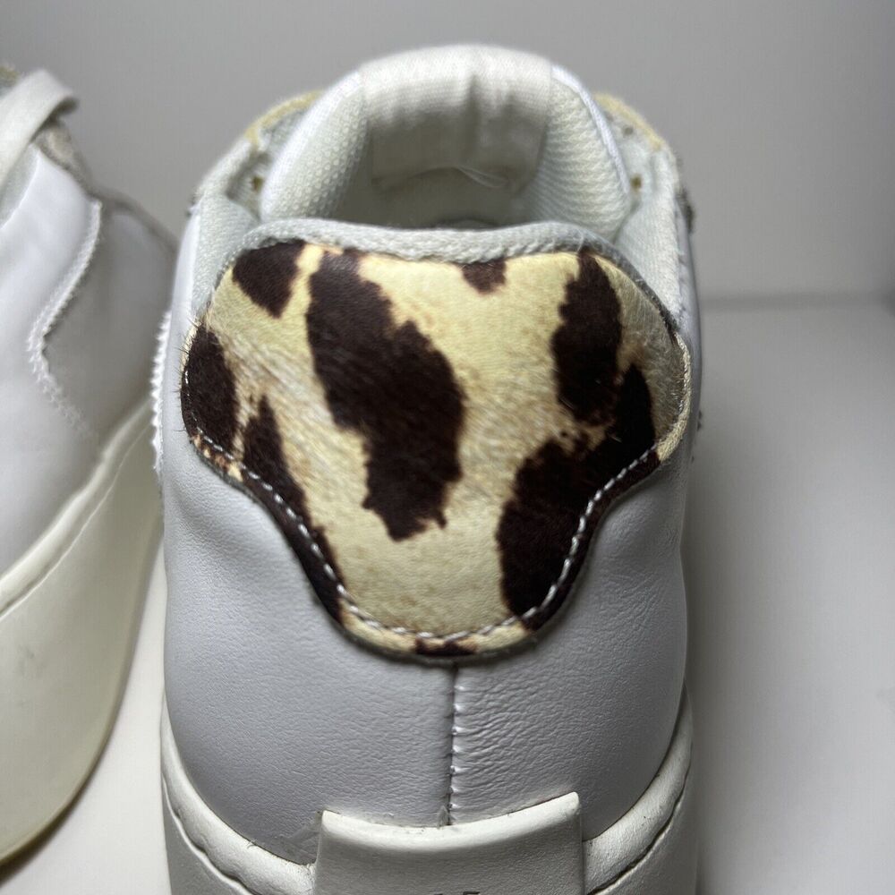 Loeffler Randall Kiera Platform Sneaker 9 Leather Suede Leopard Calf Hair Shoes - Picture 10 of 11